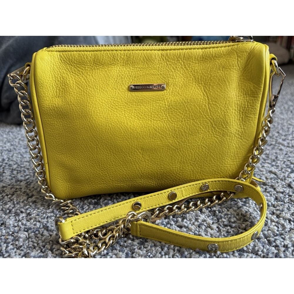 Rebecca Minkoff Yellow Leather Crossbody Bag Purse Zipper